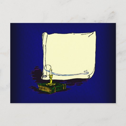  banner en boek met kaarsvormige Sjabloon Briefkaart (Voorkant)