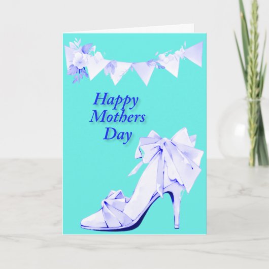 Banner en schoen in blauw en turquoise kaart (Voorkant)