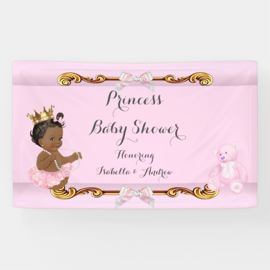 Banner Etnische Prinses Babyshower Roze Goud (Horizontaal)
