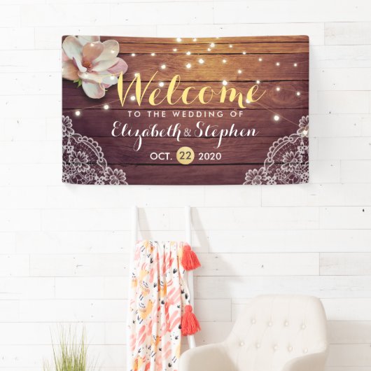 Banner Floral String Light Wood Lace Decor (Insitu)