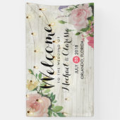 Banner Flowers en String Lights Rustic Wood (Verticaal)