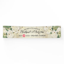 Banner Flowers en String Lights Rustic Wood