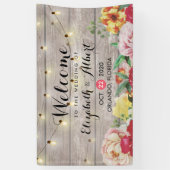 Banner Flowers String Lights Rustic Wood (Verticaal)