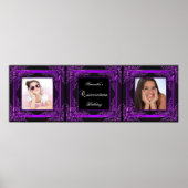 Banner Foto Quinceanera Party Paars Black Poster (Voorkant)