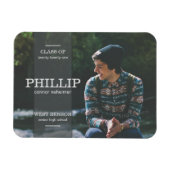 Banner Gray Foto Afstuderen Aankondiging Magneet (Horizontaal)