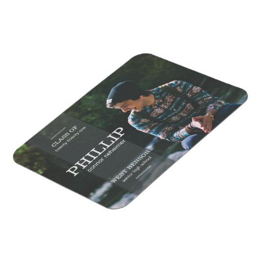 Banner Gray Foto Afstuderen Aankondiging Magneet (Linkerzijde)