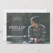 Banner Grey Photo Afstuderen Invitation Kaart (Voorkant)