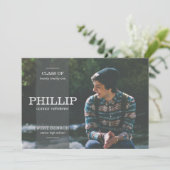 Banner Grey Photo Afstuderen Invitation Kaart (Staand voorkant)