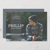 Banner Grey Photo Afstuderen Invitation Kaart (Voorkant / Achterkant)