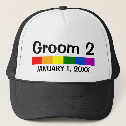 Banner Groom 2 van de regenboogvlag 2 Trucker Pet (Voorkant)