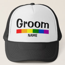 Banner Groom Name of Wedding Rainbow Flag Banner Trucker Pet