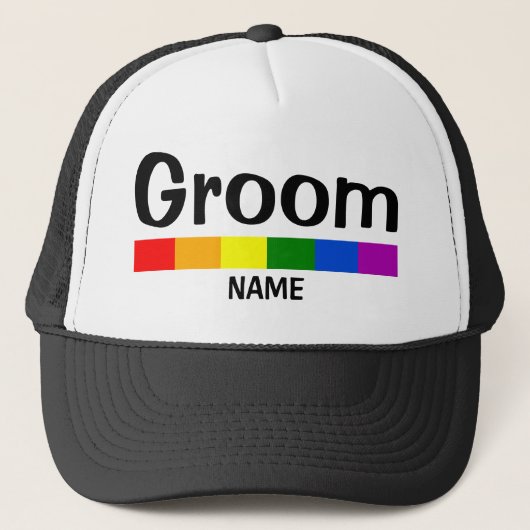 Banner Groom Name of Wedding Rainbow Flag Banner Trucker Pet (Voorkant)