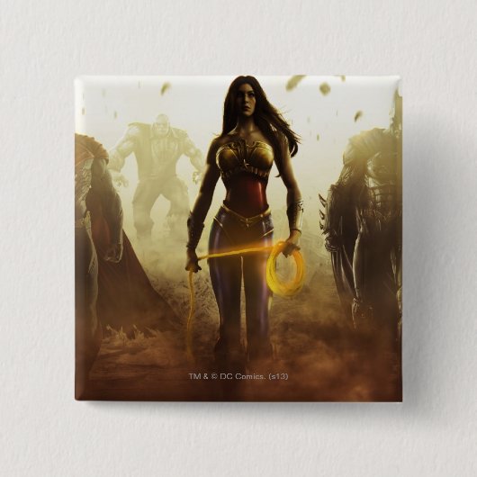 Banner: Harley, Wonder Woman, Flash Vierkante Button 5,1 Cm (Voorkant)