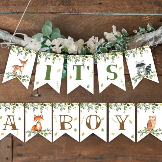 Banner het is een baby shower van de jongen Woodla