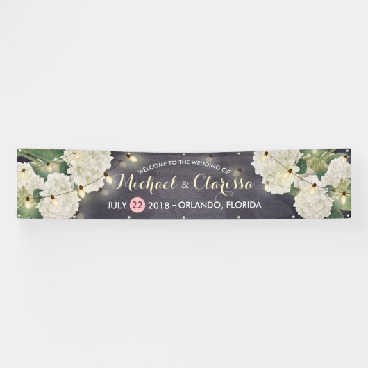 Banner Hydrangea Flowers String Light Blue (Horizontaal)
