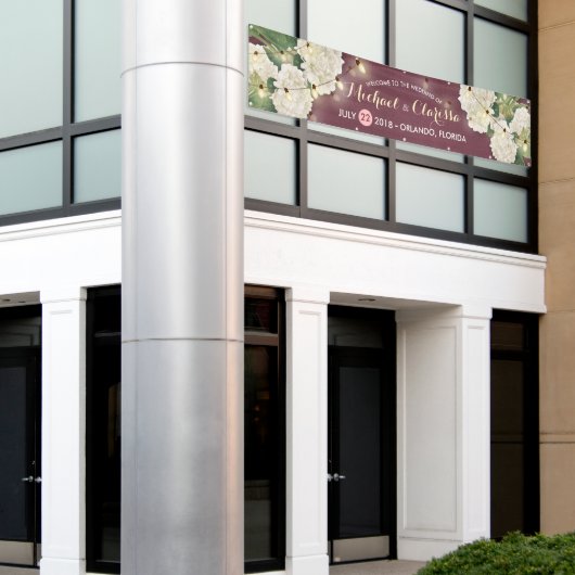 Banner Hydrangea Flowers String Lights Red (Buitenkant Gebouw)