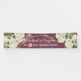 Banner Hydrangea Flowers String Lights Red