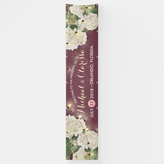 Banner Hydrangea Flowers String Lights Red (Verticaal)