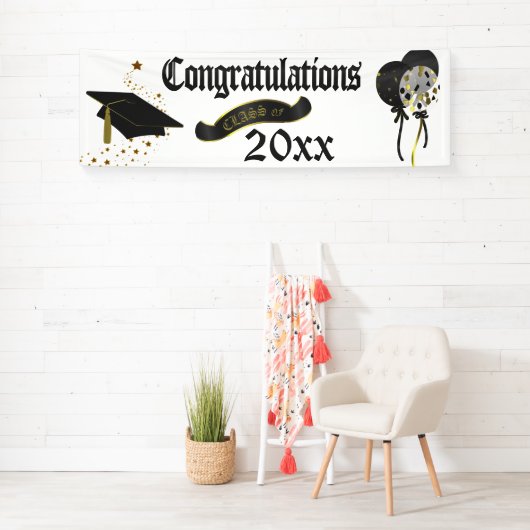 Banner, klasse zwart-goudAfstuderen Spandoek (Insitu)