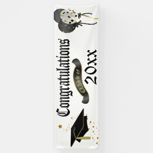 Banner, klasse zwart-goudAfstuderen Spandoek (Verticaal)