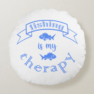Banner lint quote Vissen is mijn therapie Rond Kussen