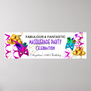 Banner MASQUERADE Verjaardagsfeestje Multi Kleur Poster