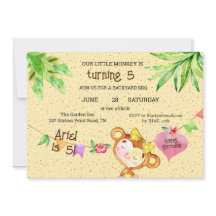 Banner Meisje Aap Draaien 5 Verjaardagsfeestje