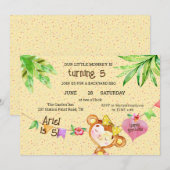 Banner Meisje Aap Draaien 5 Verjaardagsfeestje Kaart (Voorkant / Achterkant)