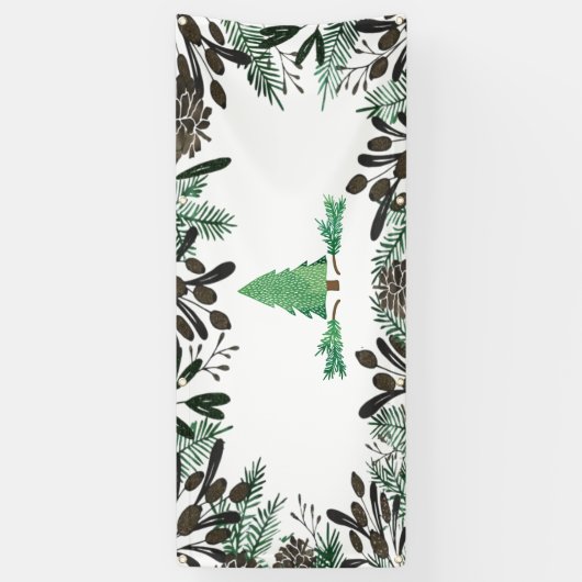 Banner met dennenappels en takken van Rustic Pines (Verticaal)