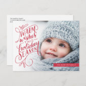 Banner met warmste wensen in letters Feestelijke f Feestdagenkaart (Voorkant / Achterkant)