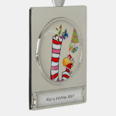 Banner Ornament Elf Santa Candy Cane Verzilverd Banner Ornament (Rechts)