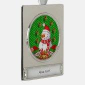 Banner Ornament Elf Snowman Verzilverd Banner Ornament (Rechts)