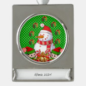 Banner Ornament Elf Snowman Verzilverd Banner Ornament (Voorkant)