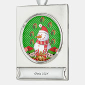Banner Ornament Elf Snowman Verzilverd Banner Ornament (Links)