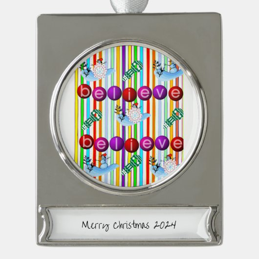 Banner Ornament Geloof Verzilverd Banner Ornament (Voorkant)