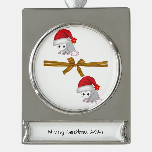 Banner Ornament Opossum Verzilverd Banner Ornament (Voorkant)