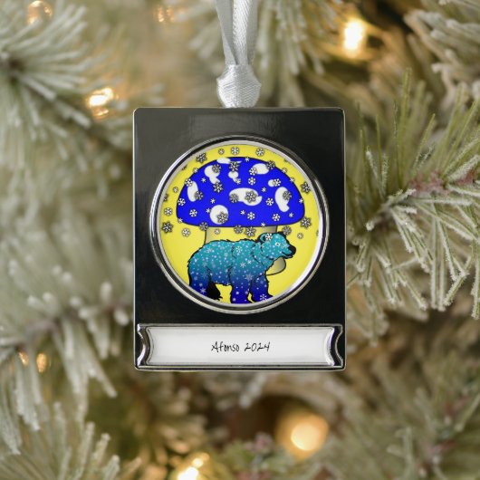 Banner Ornament Sneeuw Polar Beer Verzilverd Banner Ornament (Boom)