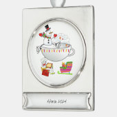 Banner Ornament Sneeuwman Verzilverd Banner Ornament (Links)