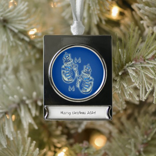 Banner Ornament Sneeuwman Verzilverd Banner Ornament (Boom)