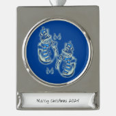 Banner Ornament Sneeuwman Verzilverd Banner Ornament (Voorkant)