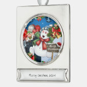 Banner Ornament Sneeuwman Verzilverd Banner Ornament (Links)