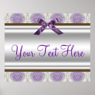 Banner Paarse Damask Party Poster