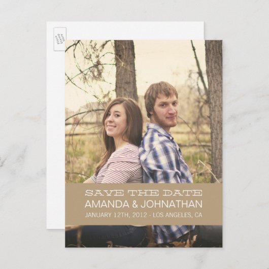 Banner Photo Brown Bewaar de datum Post Kaarten (Voorkant / Achterkant)