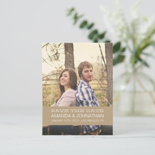 Banner Photo Brown Bewaar de datum Post Kaarten (Staand voorkant)