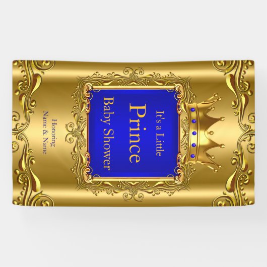 Banner Prince Baby shower Blauw Goud 2 (Horizontaal)