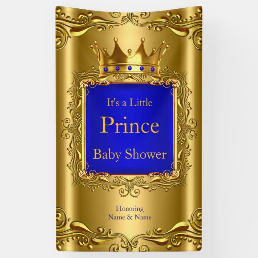 Banner Prince Baby shower Blauw Goud 2 (Verticaal)