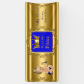Banner Prince Baby shower Blauw Goud Blonde Boy (Verticaal)