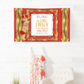 Banner Prince Baby shower Regal Red Gold Brunette (Insitu)