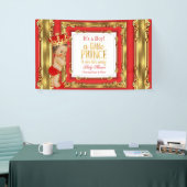 Banner Prince Baby shower Regal Red Gold Brunette (Beurs)