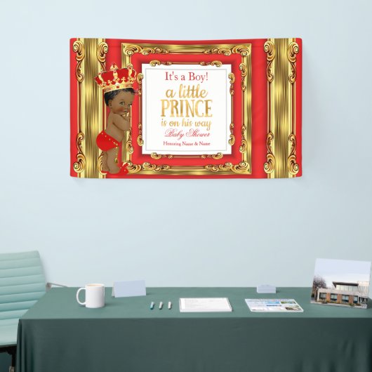 Banner Prince Baby shower Regal Rood Goud Etnisch (Beurs)
